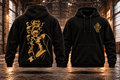 NUN SMOKING – N95 Hoodie · Vorverkauf · Bronzegold – Rückseite und Vorderseite