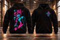 NUN SMOKING – N95 Hoodie · Vorverkauf · Türkis-Pink – Rückseite und Vorderseite