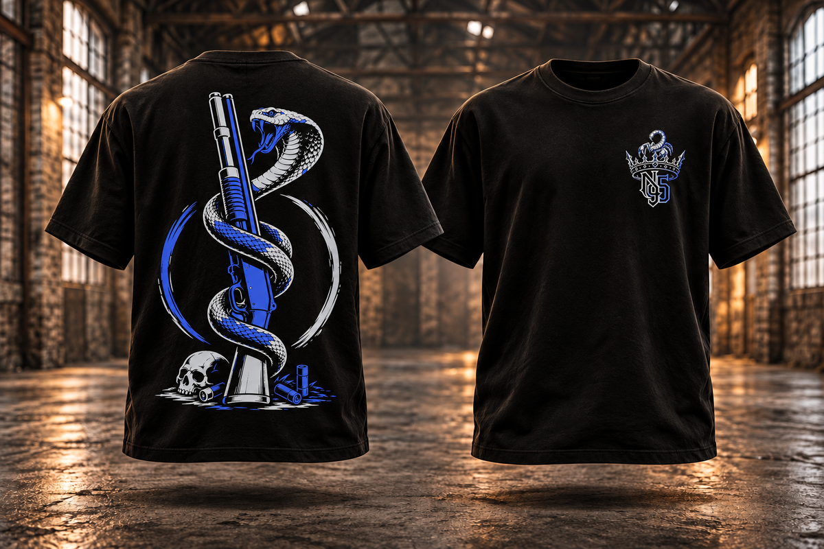 COBRA & SHOTGUN Silber-Royalblau – Rückseite und Vorderseite